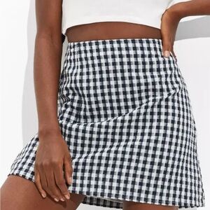 AE Gingham Notched Mini Skirt